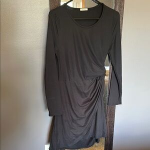 Black Long Sleeve Wrap Dress